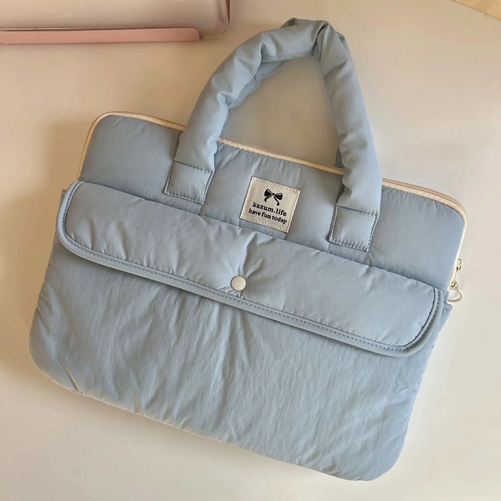 Puffed Blue Laptop Bag