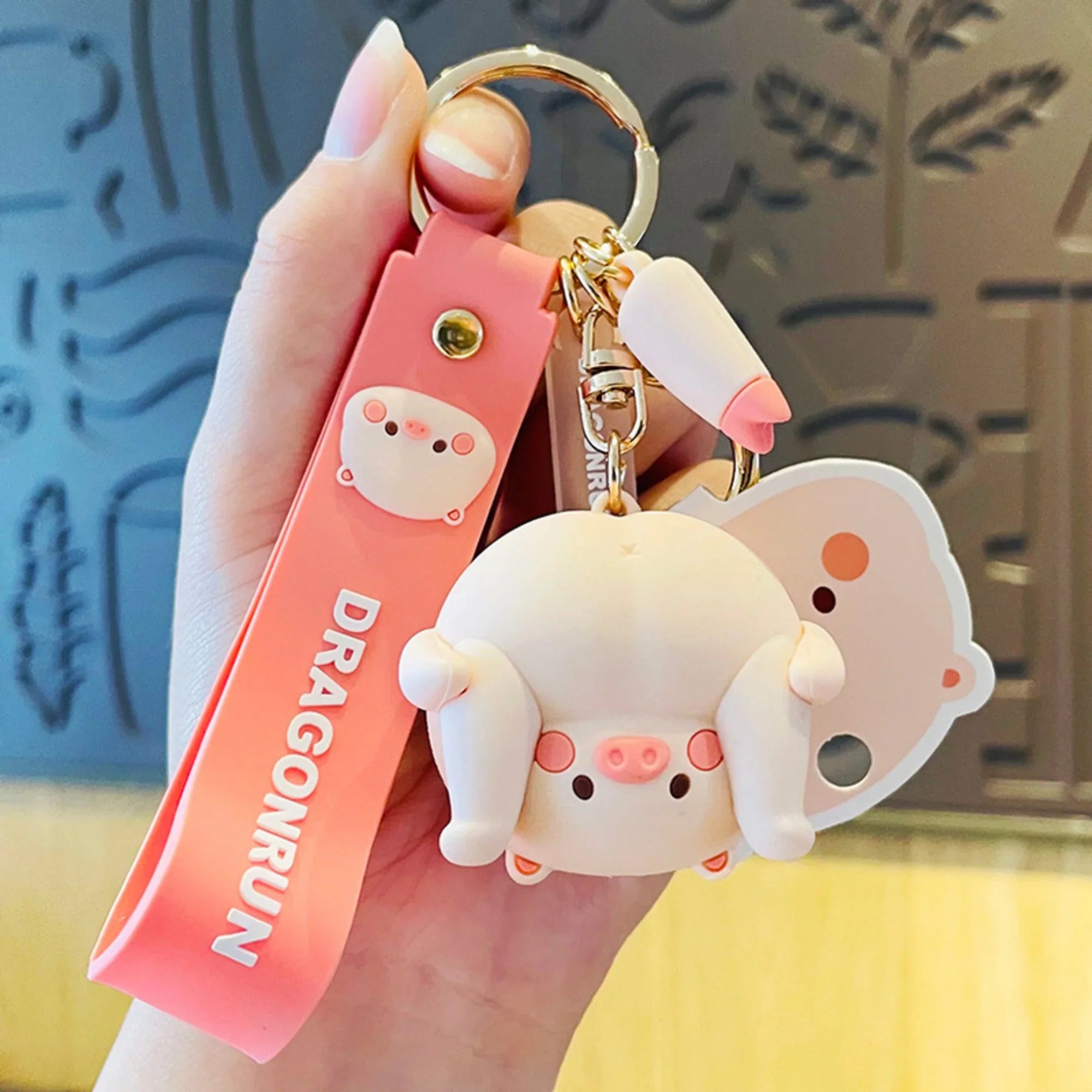 Upside Down Piggy Silicone Keyring