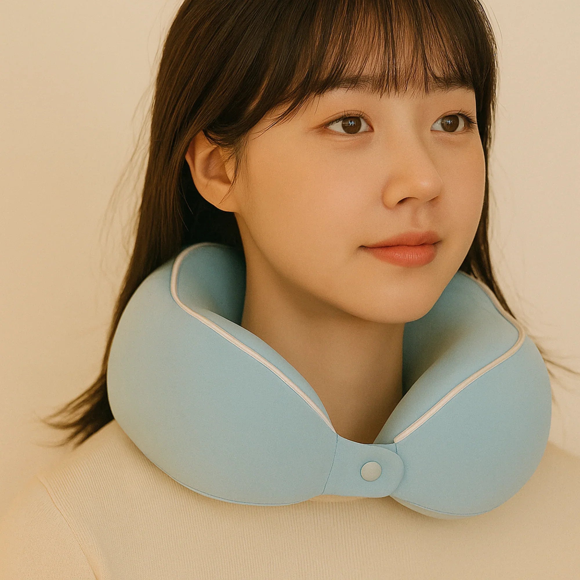 Blue Memory Foam Neck Pillow