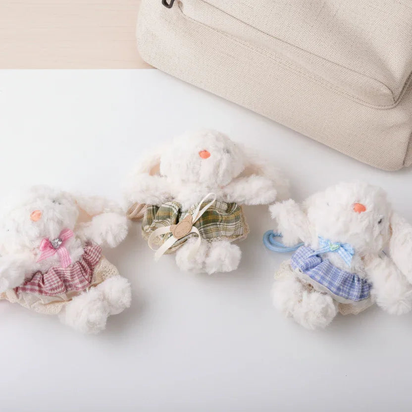 Pink Dress Bunny Plushie Keyring