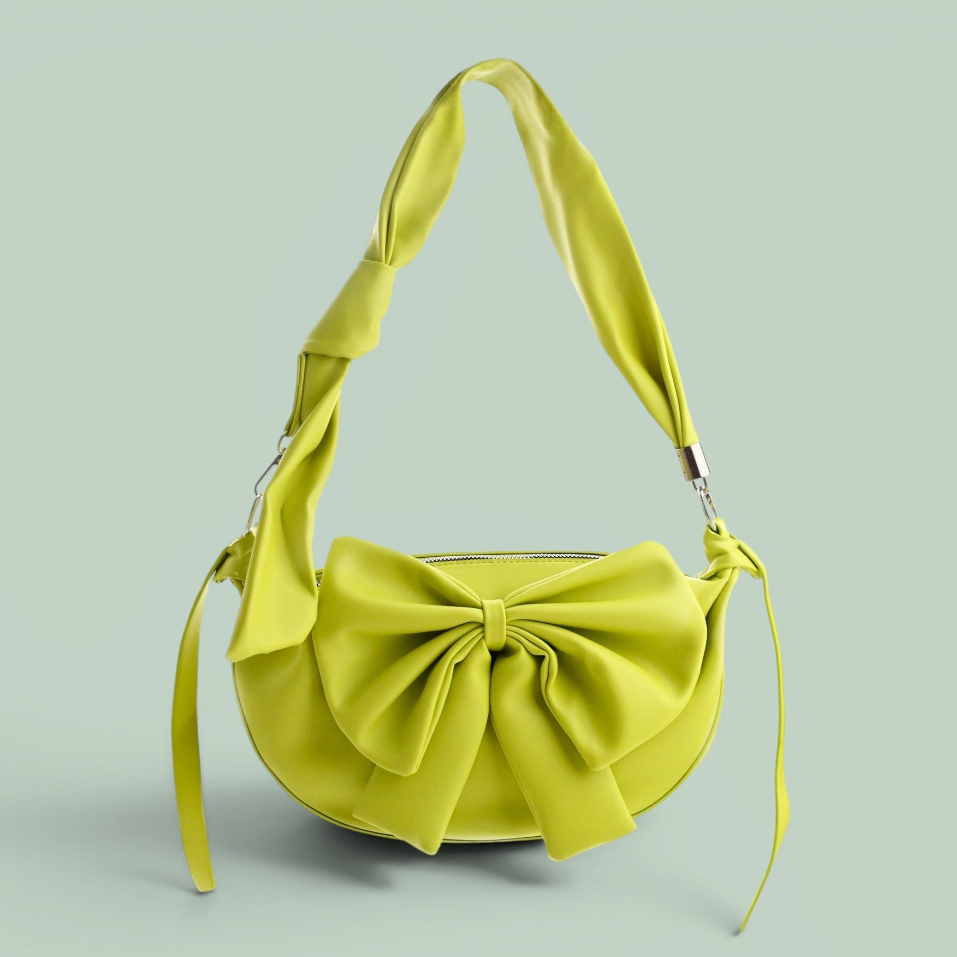 Round Bow Sling Bag - Lime Green