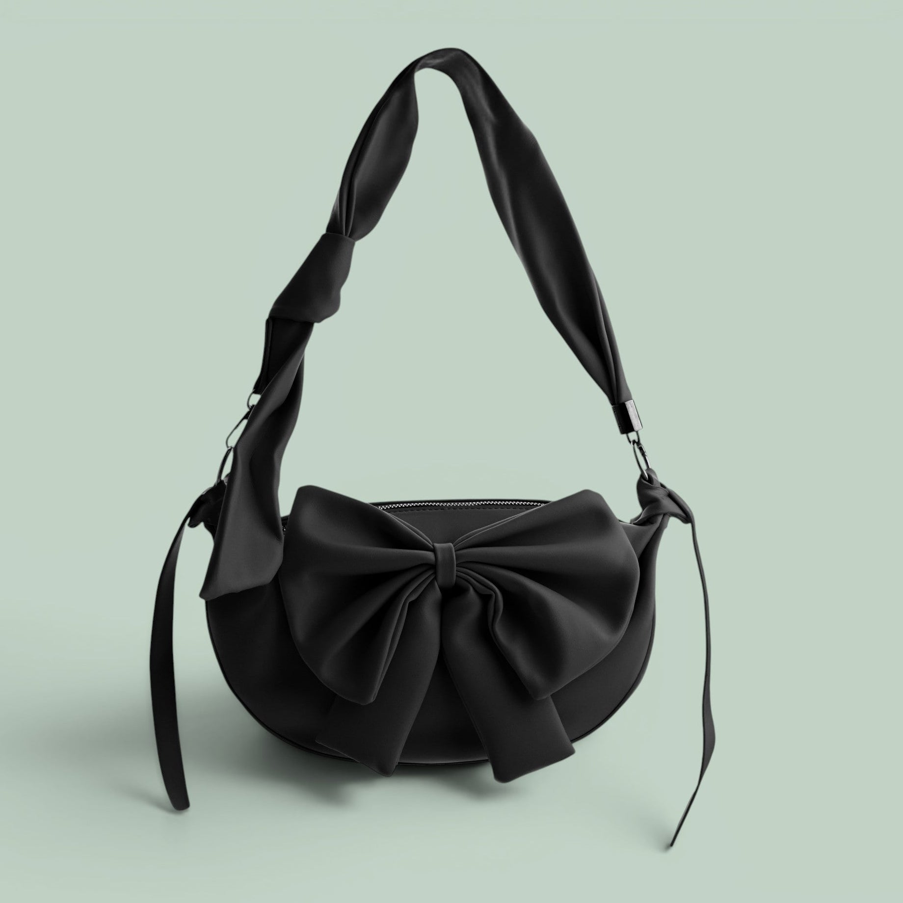 Round Bow Sling Bag - Black