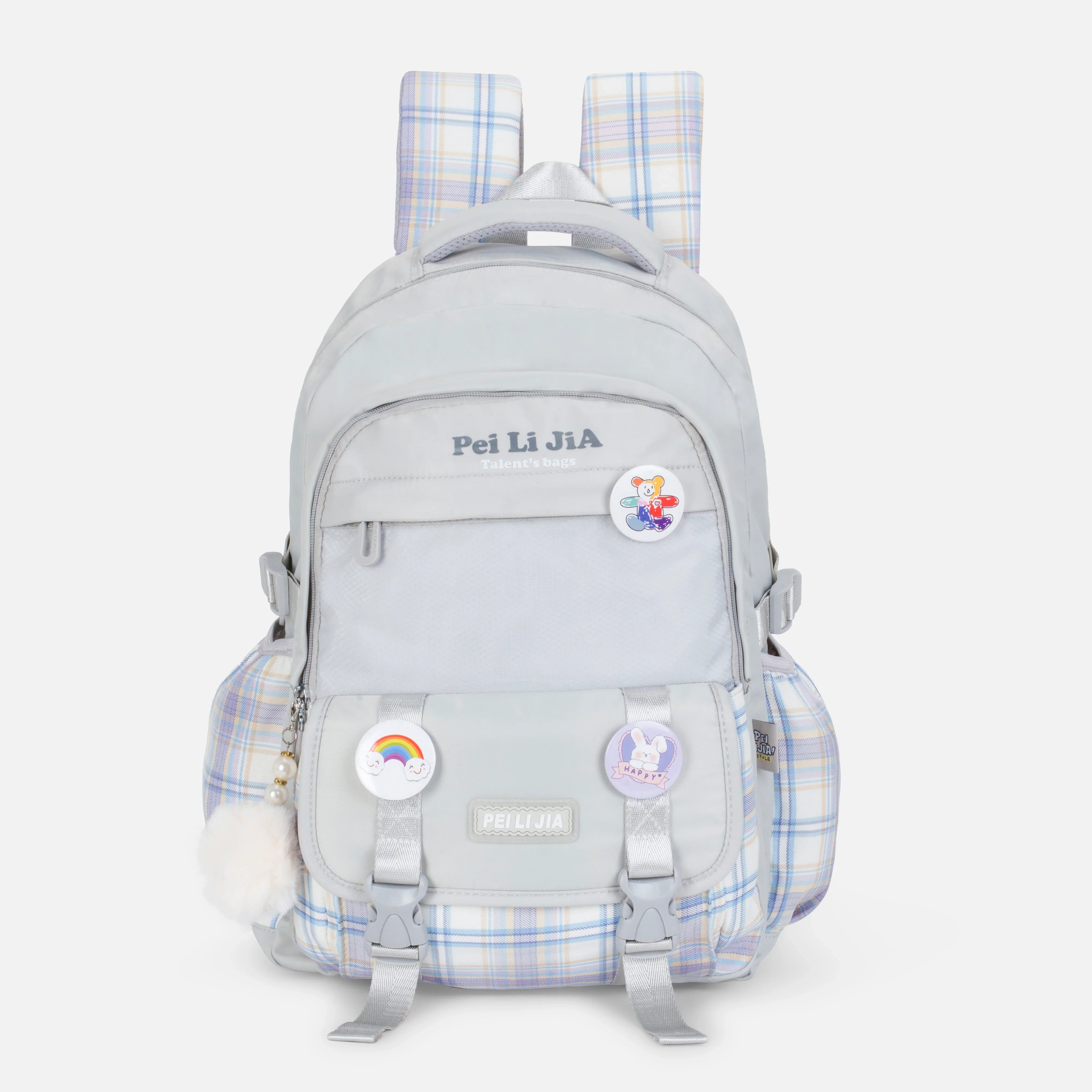 K-Checkered Backpack - Grey