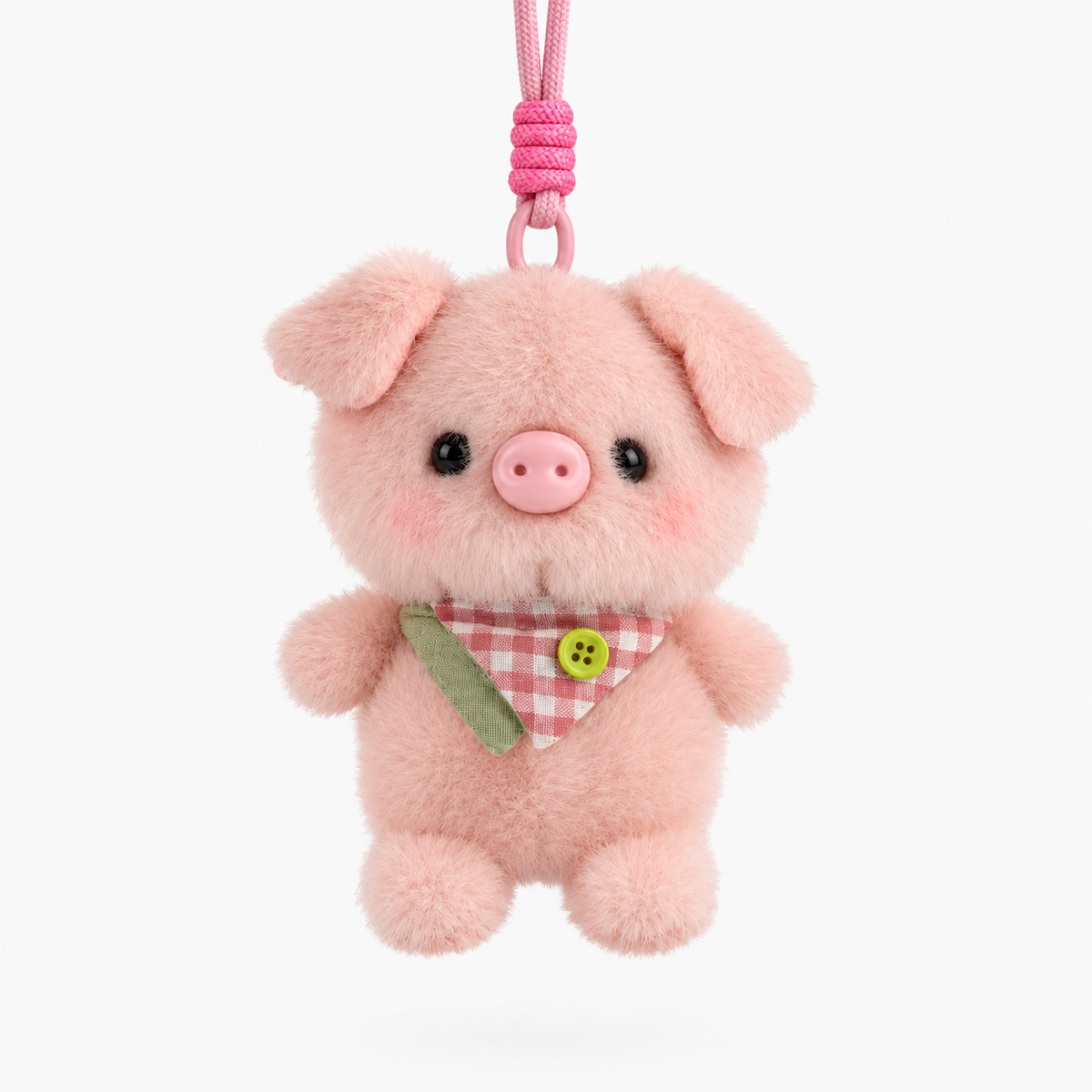 Pudding Piggy Plushie Keyring- Pink