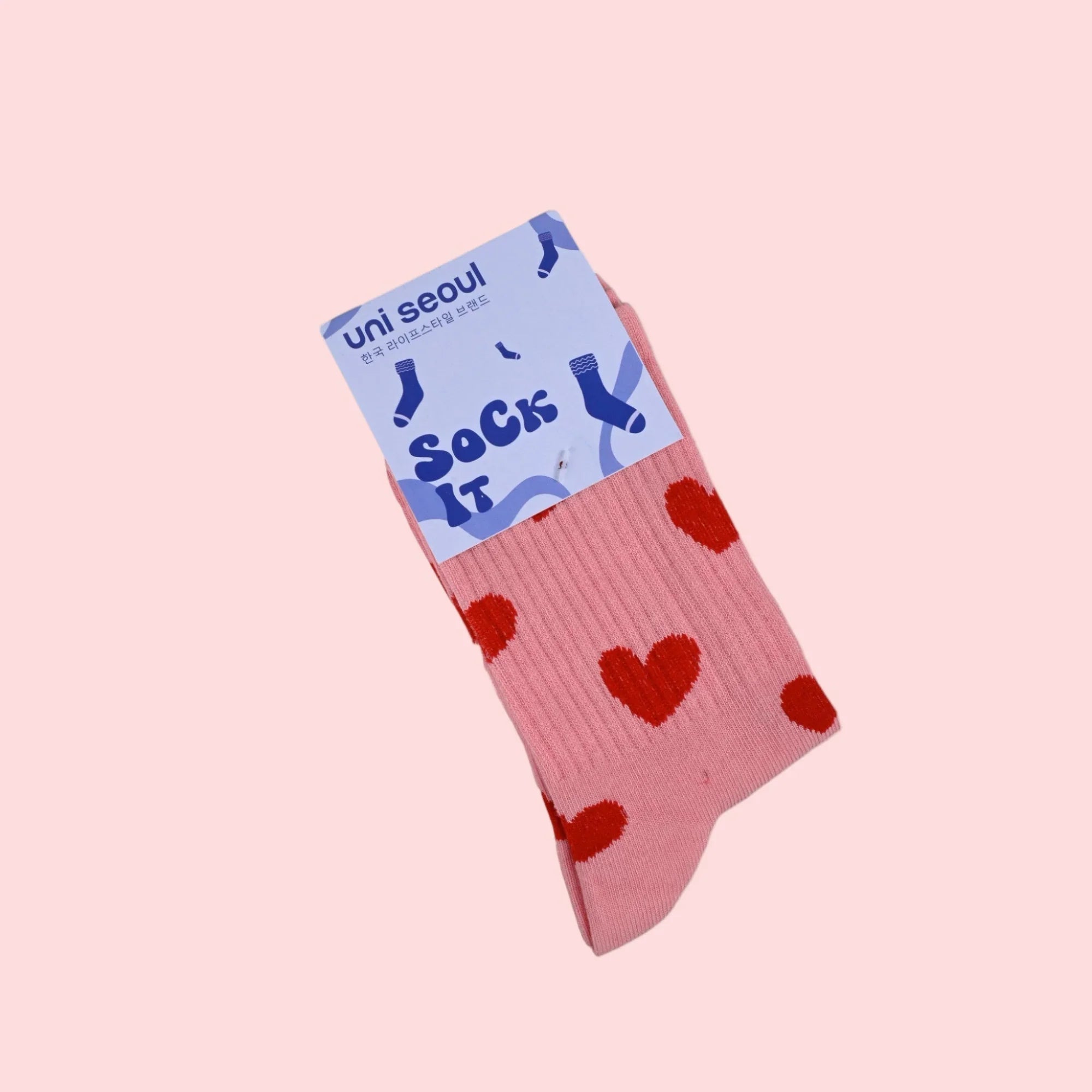 Pink Heart Crew Socks