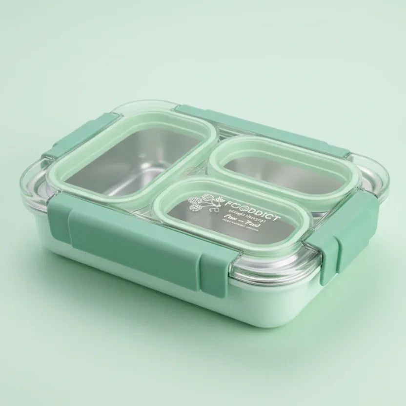 Korean Bento Box 3 Grid - Green