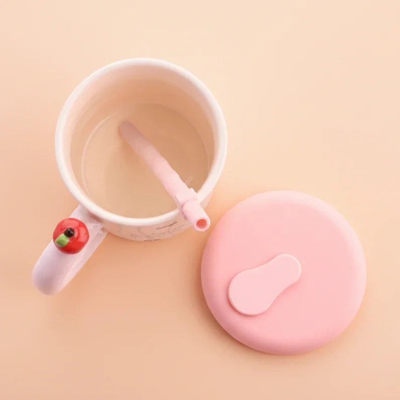 Ceramic Black Cat Mug Pink