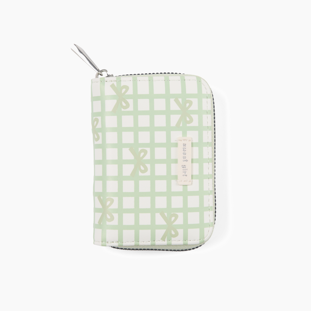 Green Bow Gingham Card Holder