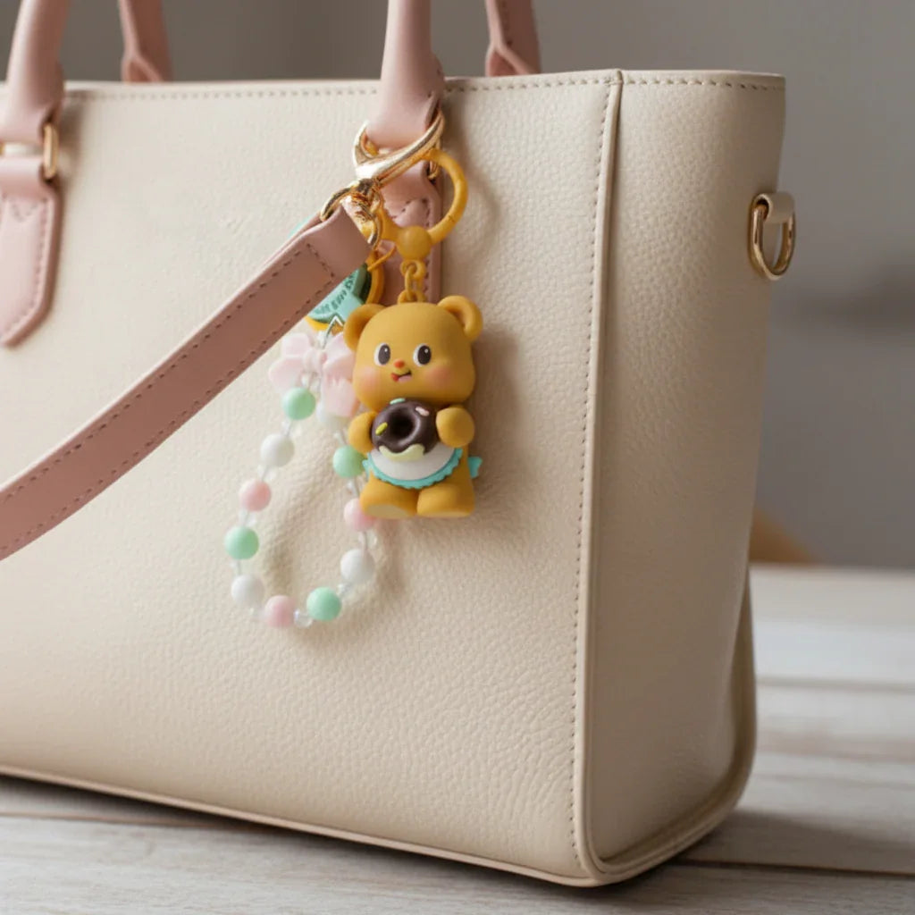 Butterbear with Donut Silicone Keyring