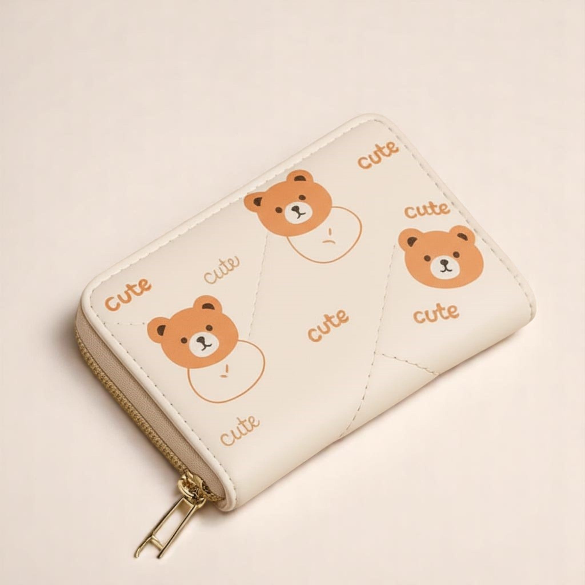 Beige Cute Bear Card Holder