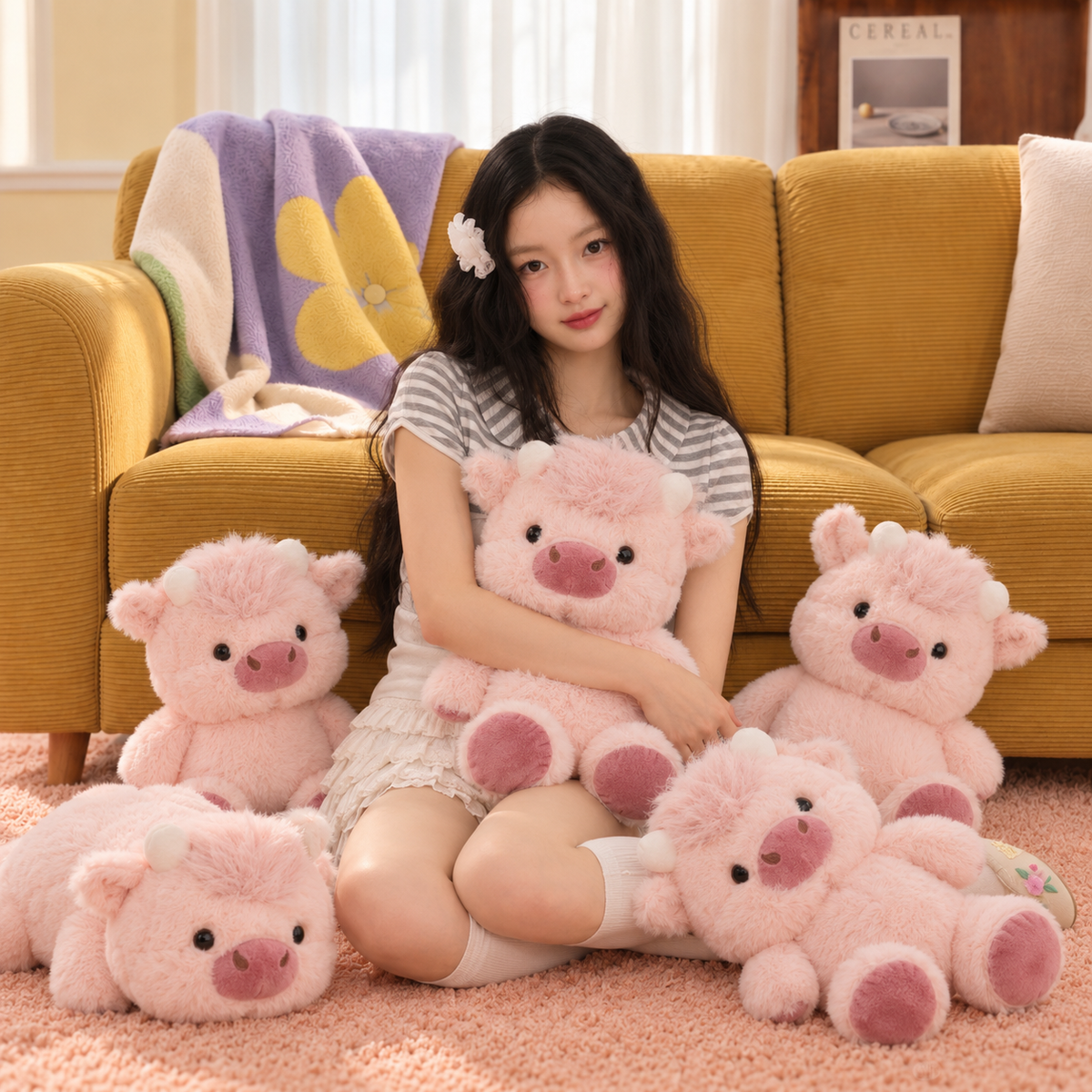 Moo Plushie - Blush Pink (Large)
