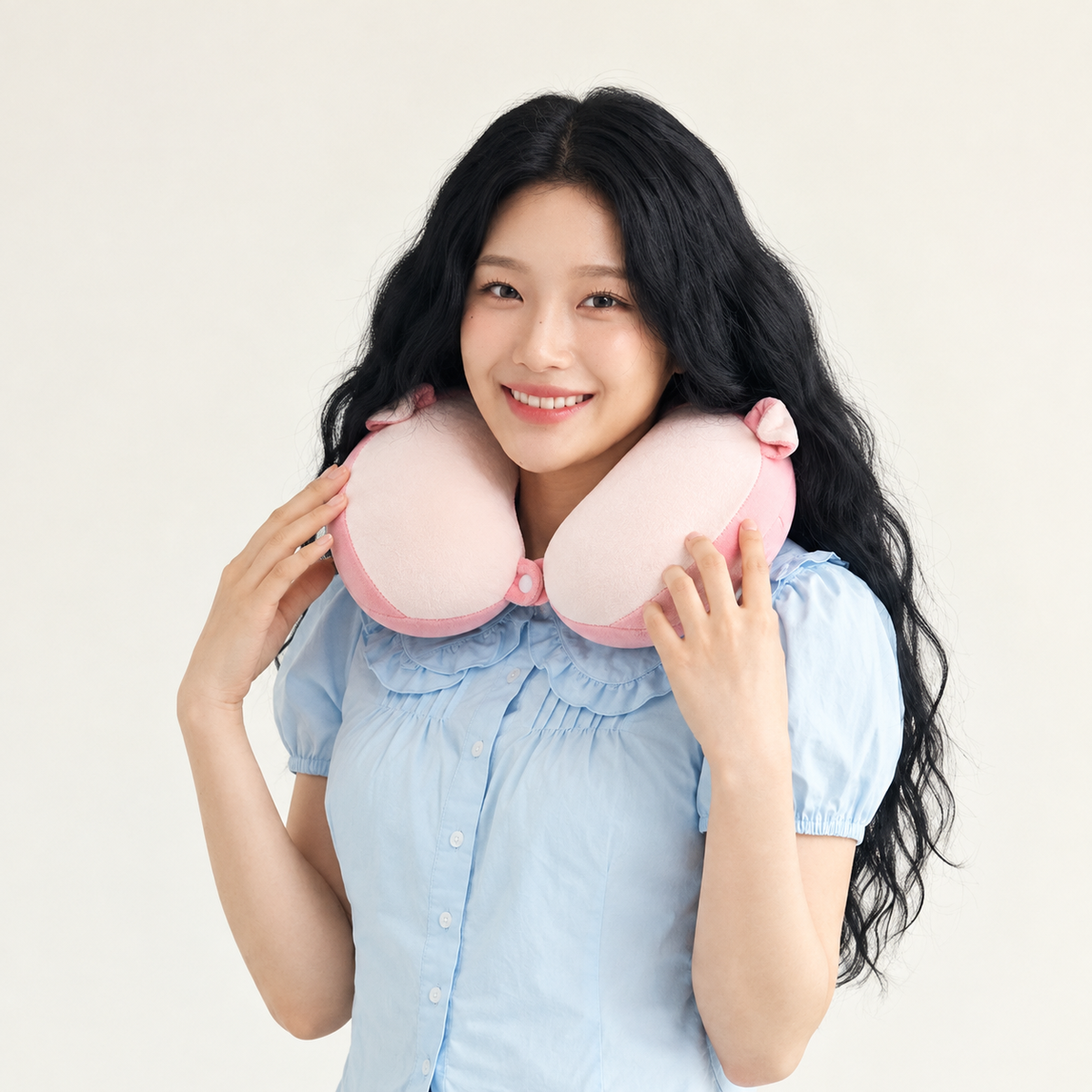 Piggy Puff U Pillow- Pink