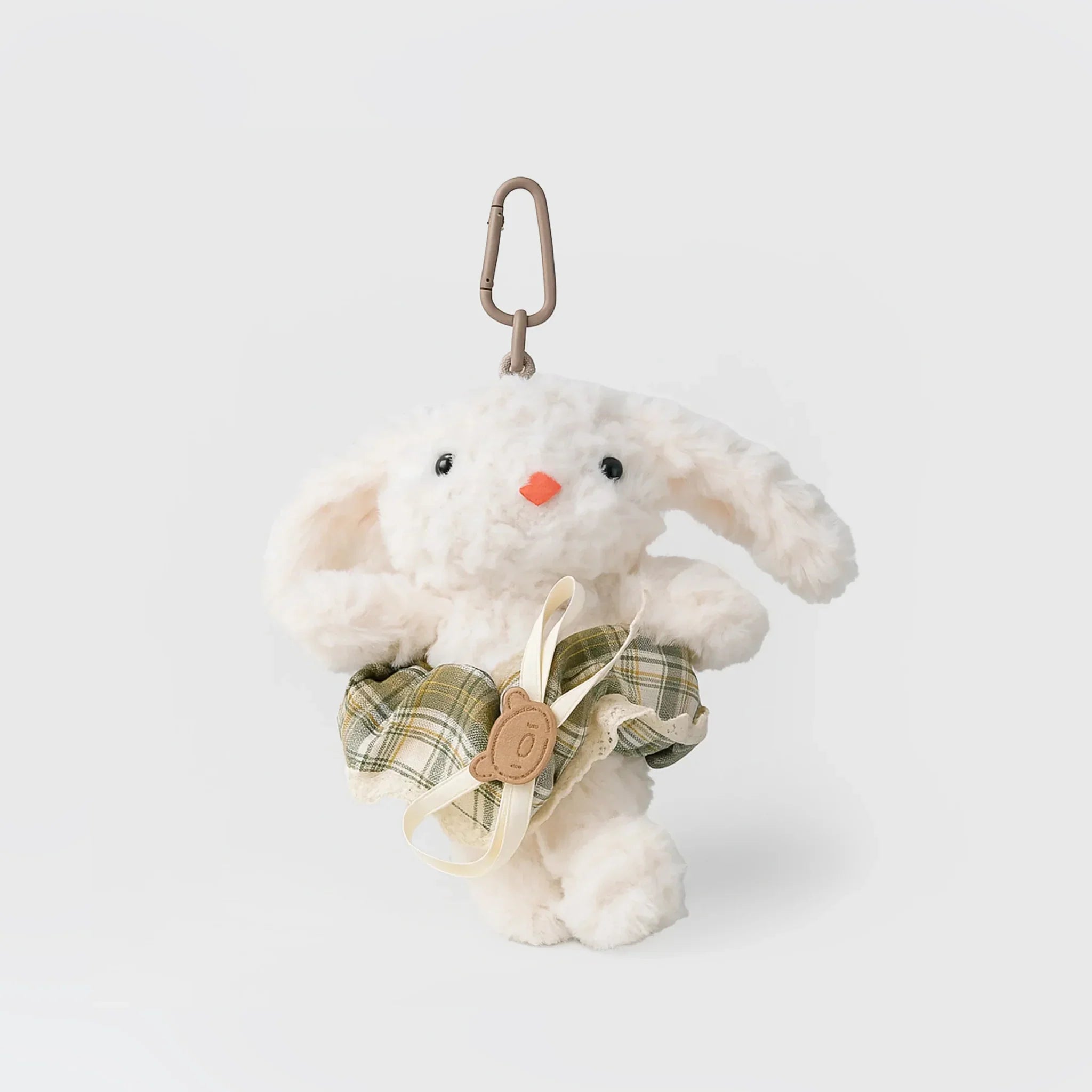 Olive Green Dress Bunny plushie keyring