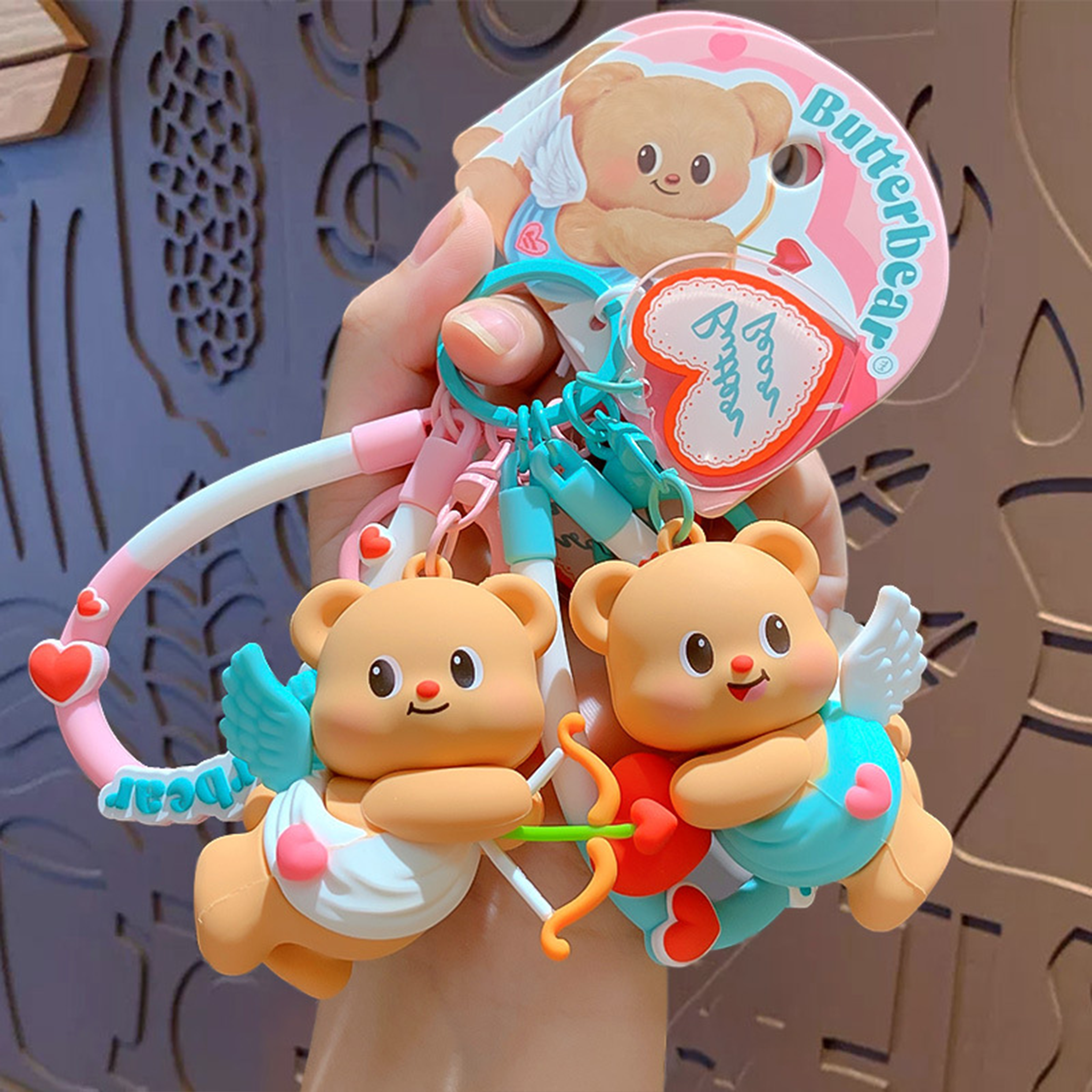 Butterbear Cupid Bow Silicone Keyring
