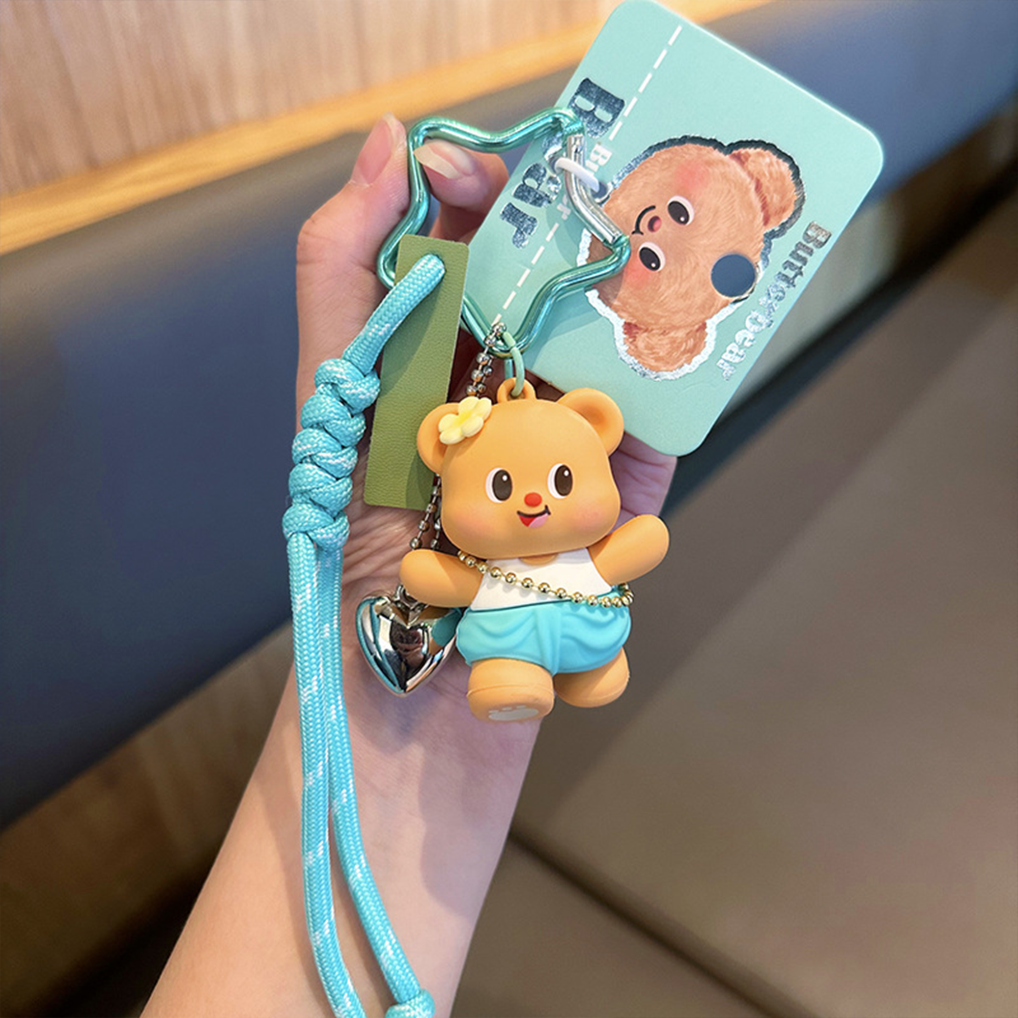 Butterbear with Blue Pants Silicone Keyring
