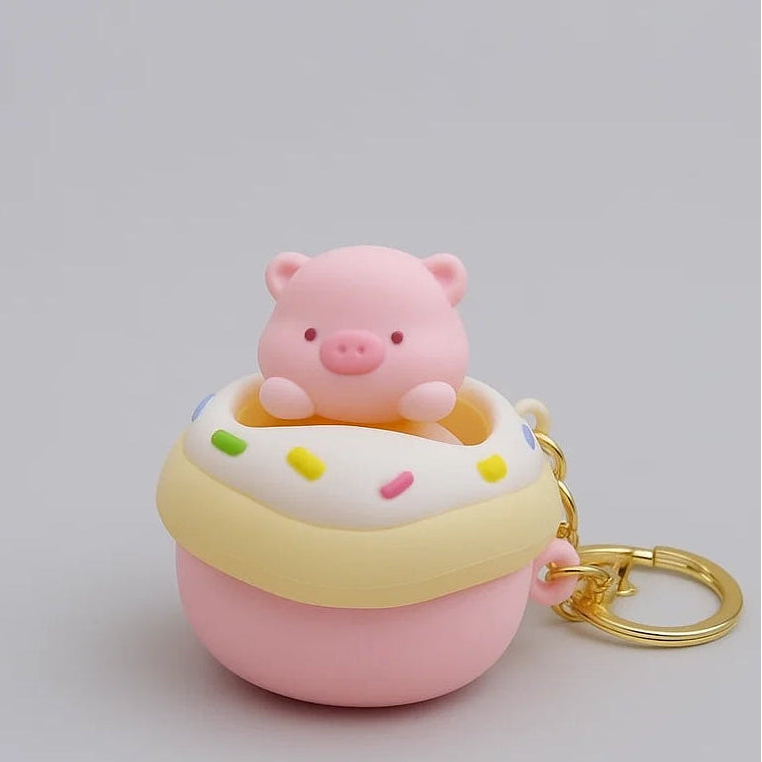 Pop Out Pig Silicone keychain