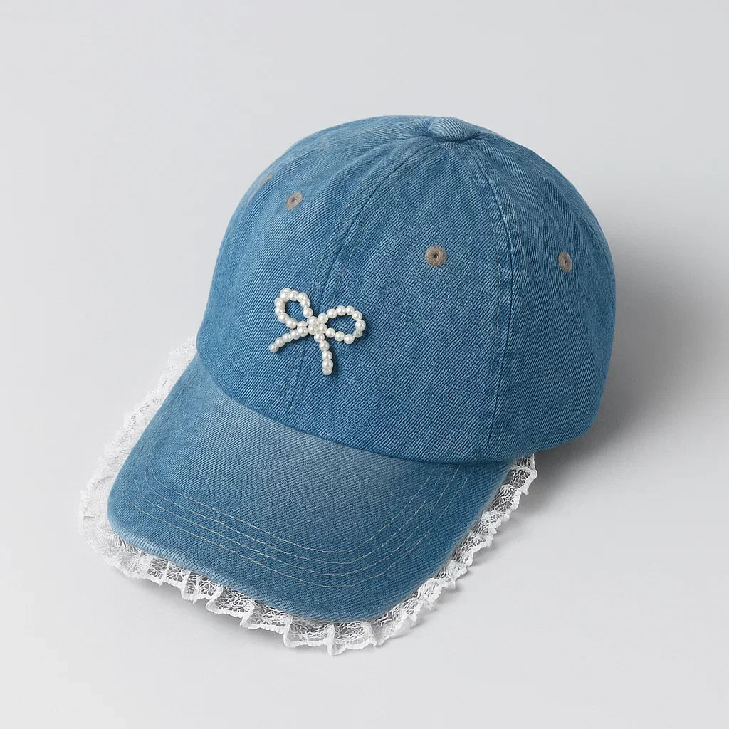Frill Bow denim Baseball Cap