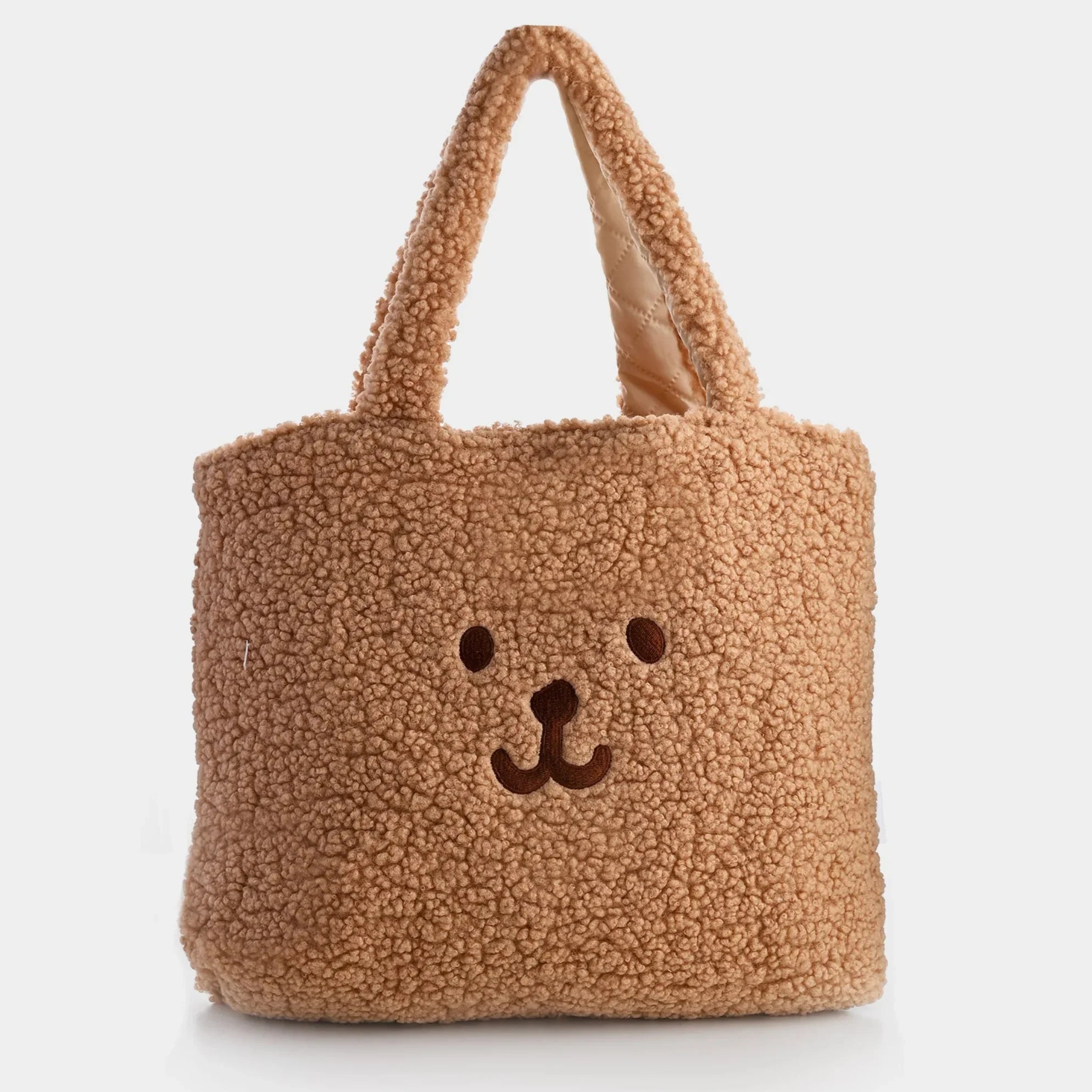 Reversible Brown Bear Furry Tote Bag