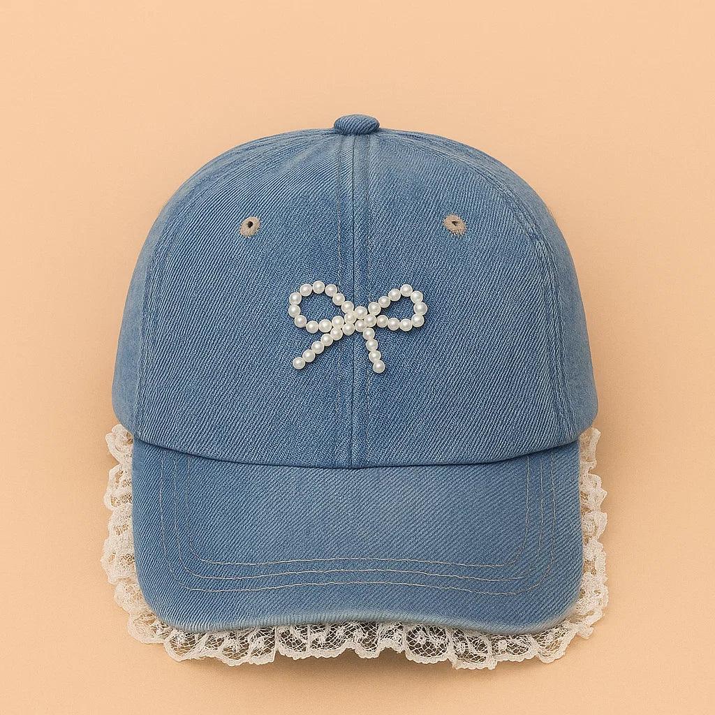 Frill Bow denim Baseball Cap