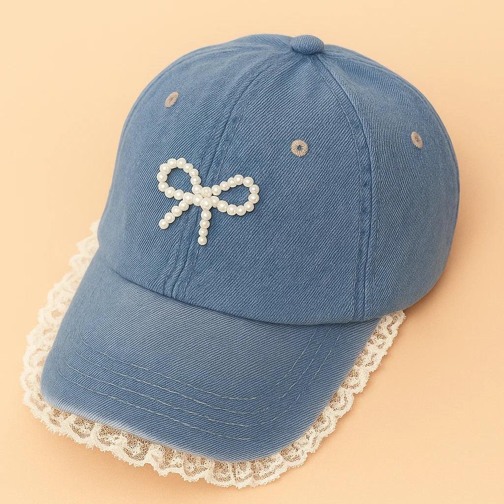 Frill Bow denim Baseball Cap