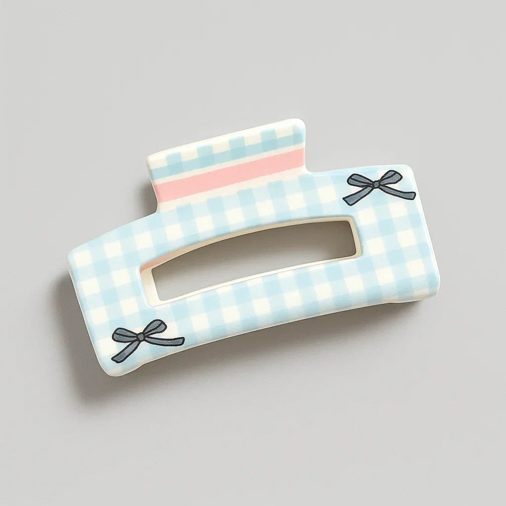 Gingham Bows Claw Clip