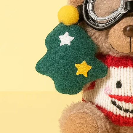 Christmas Goggle Teddy Plush Keyring