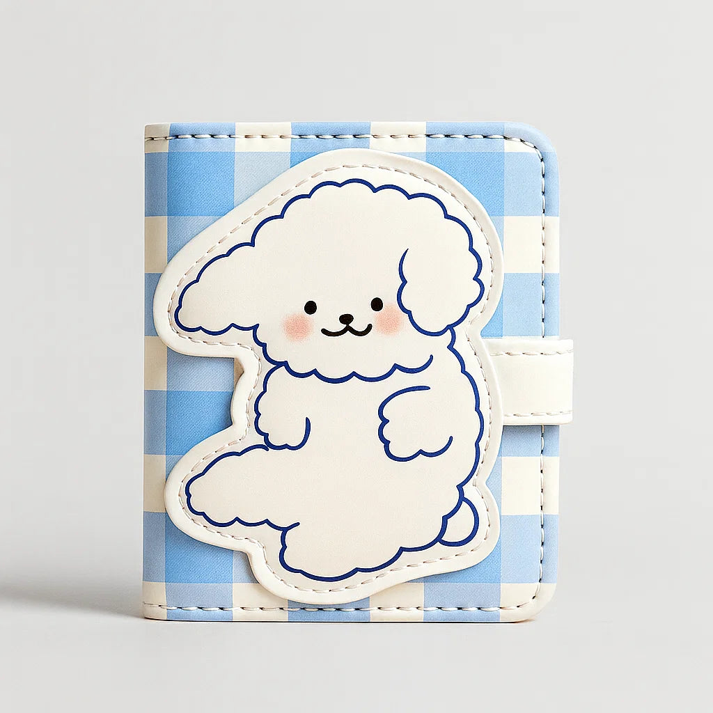Happy Puppy Blue Gingham Wallet