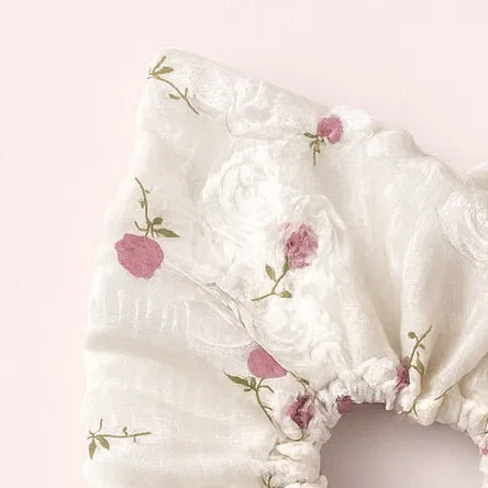Square Pink Flower Scrunchie