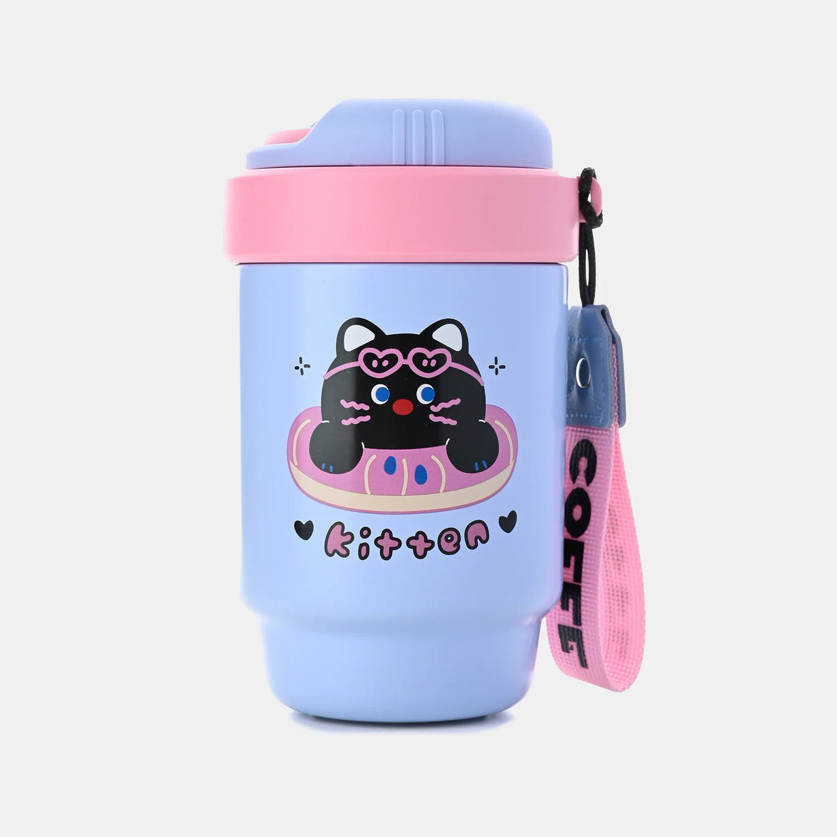 Coffee Cat Blue Stainless Steel Tumbler (small)