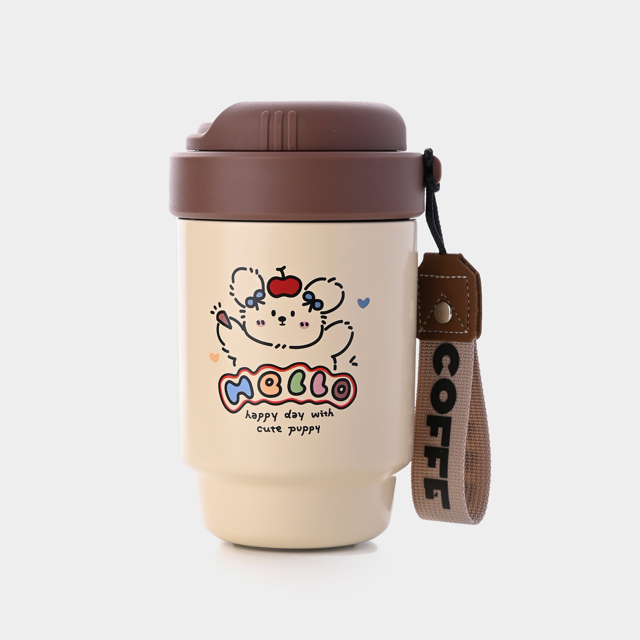 Red Apple Dog Stainless Steel Tumbler (brown, small)