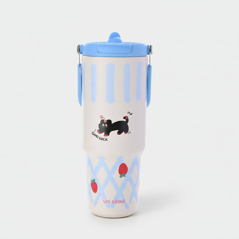 Goodluck Cat Blue Stainless Steel Tumbler