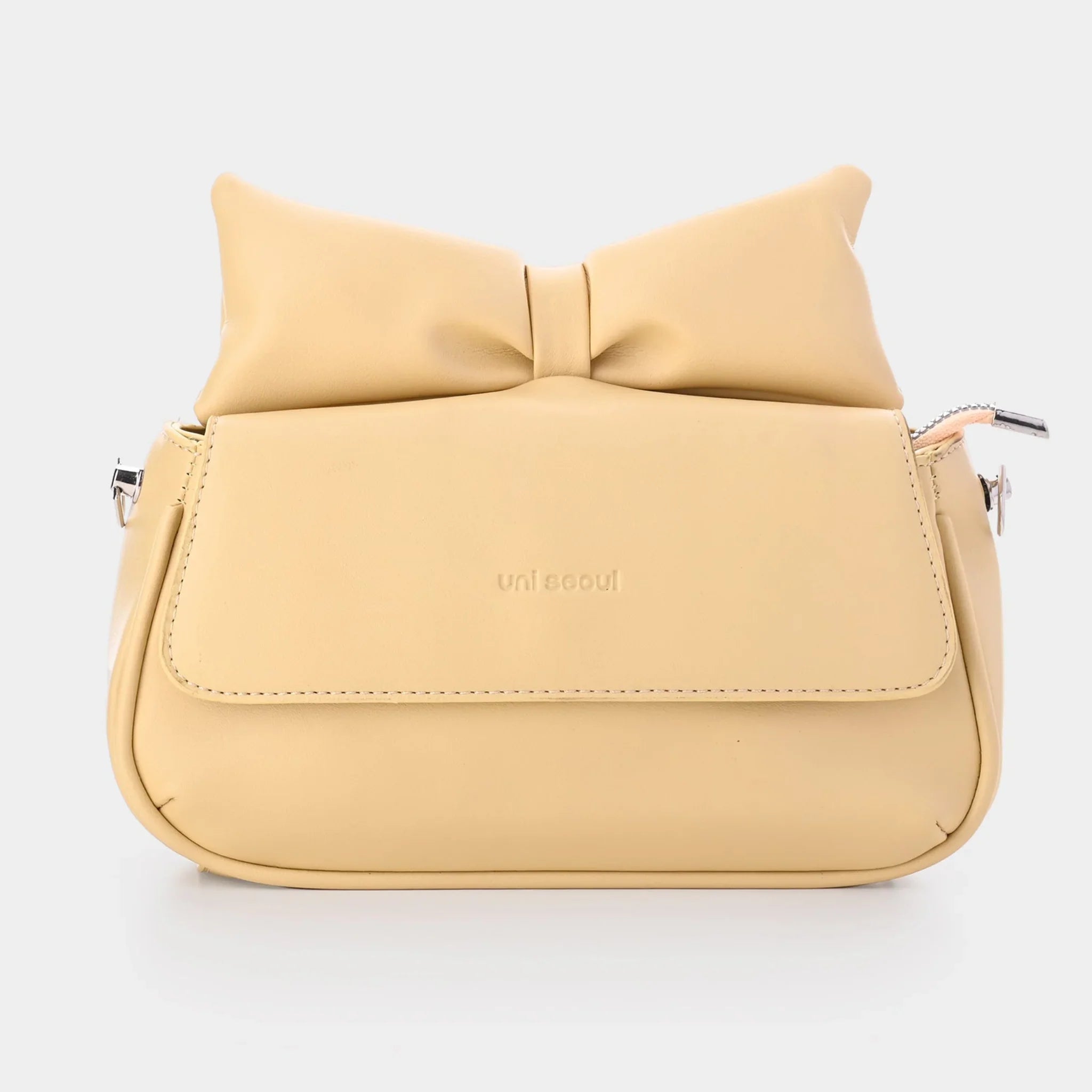 Puffed Bow Top Sling Bag - Yellow