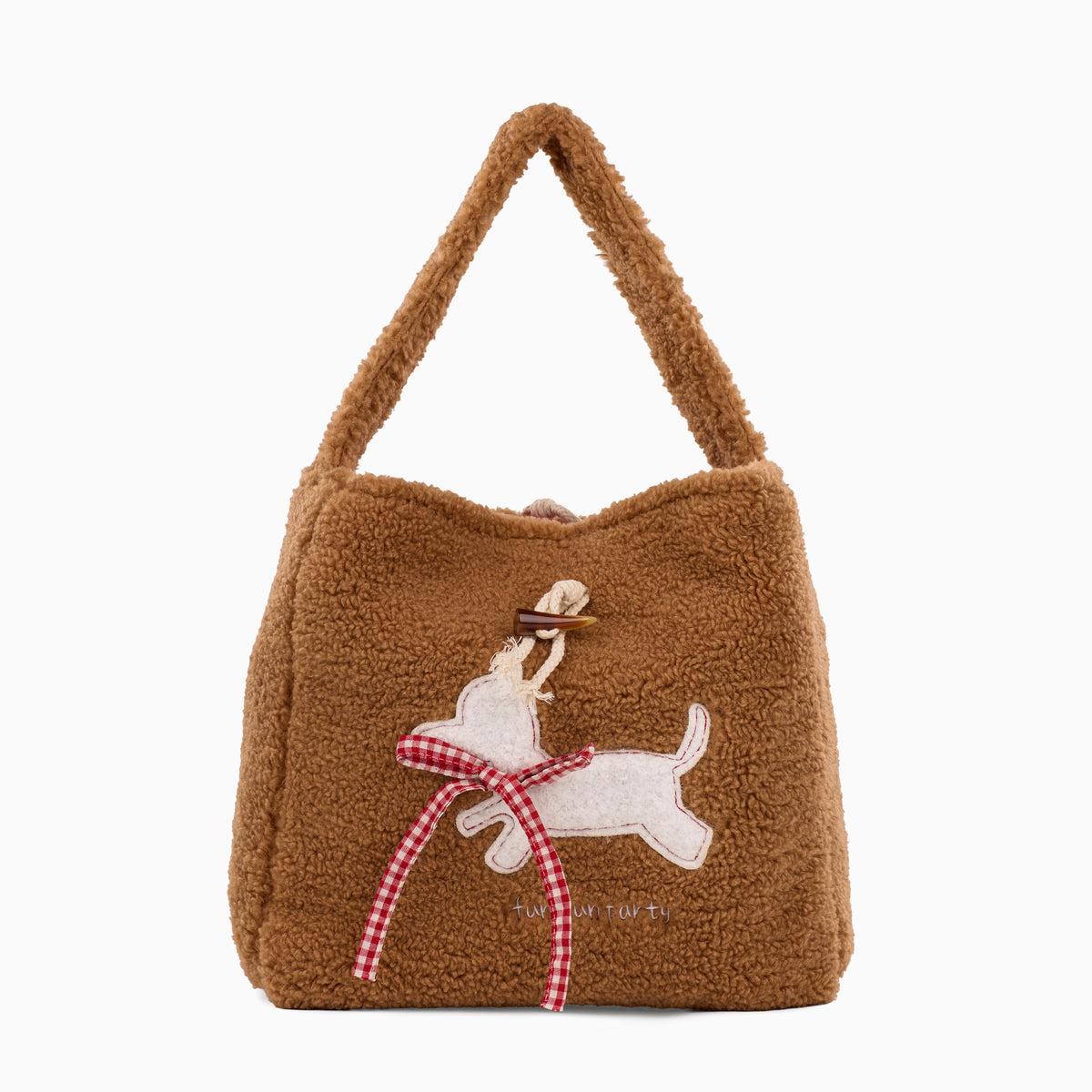 Cookie Pup Fur Tote Bag - Brown
