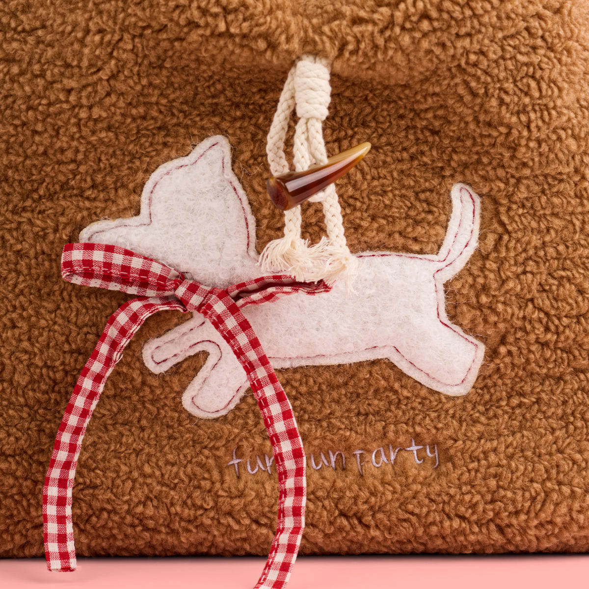 Cookie Pup Fur Tote Bag - Brown