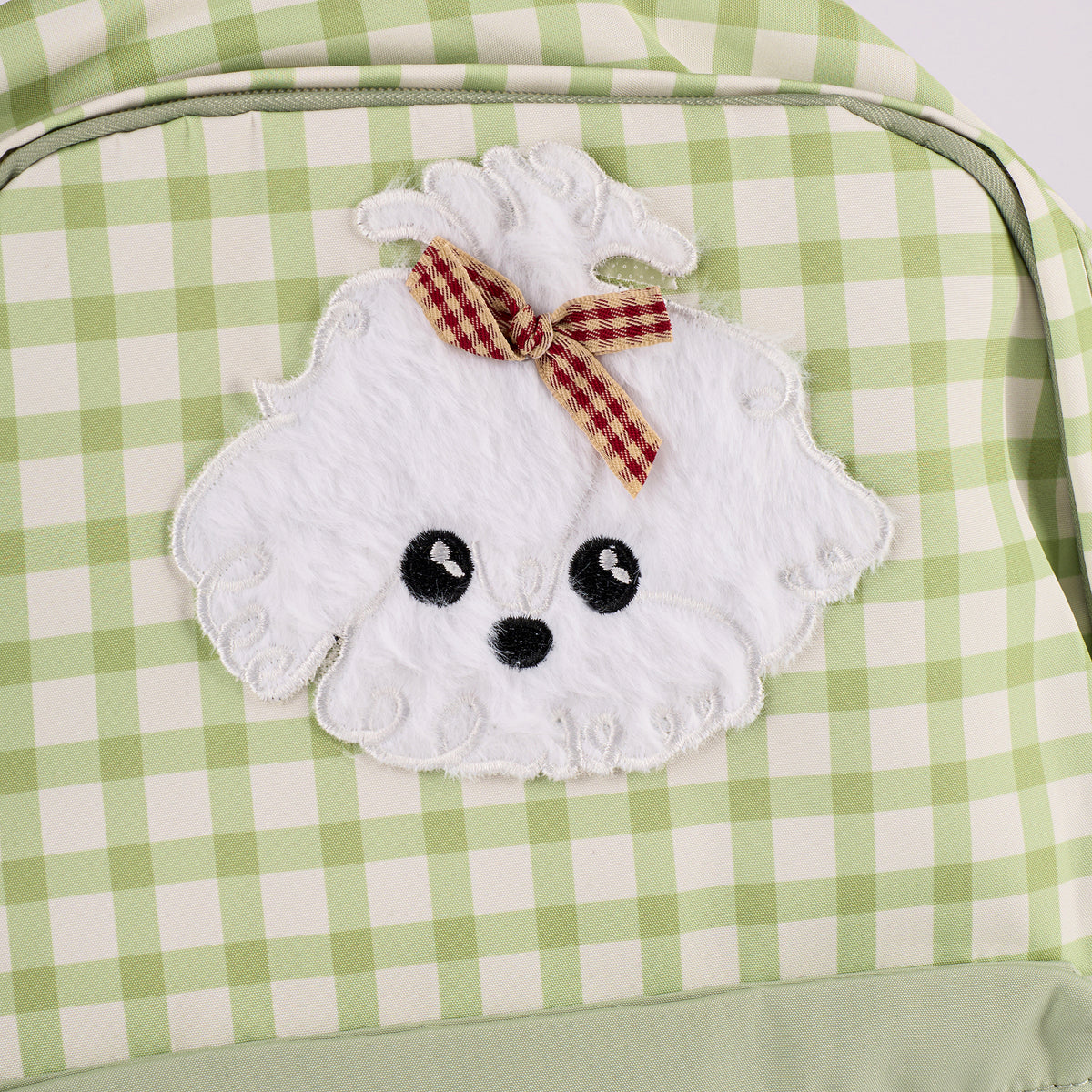 Checkered Cute Puppy Backpack - Green