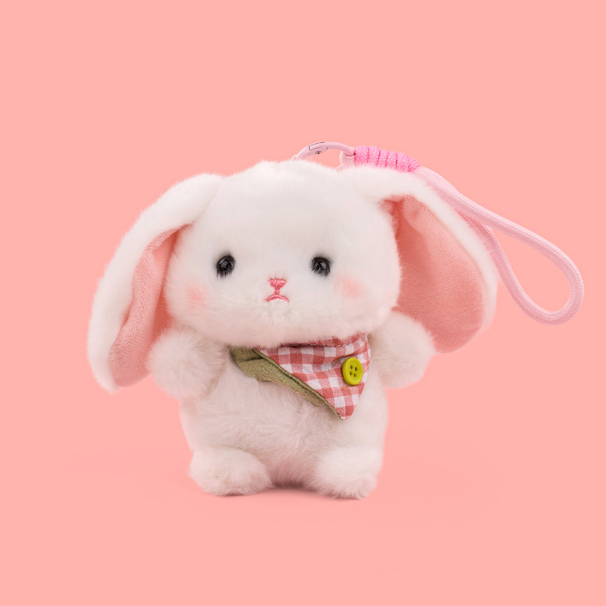Blush Bunny Plushie Keyring- White