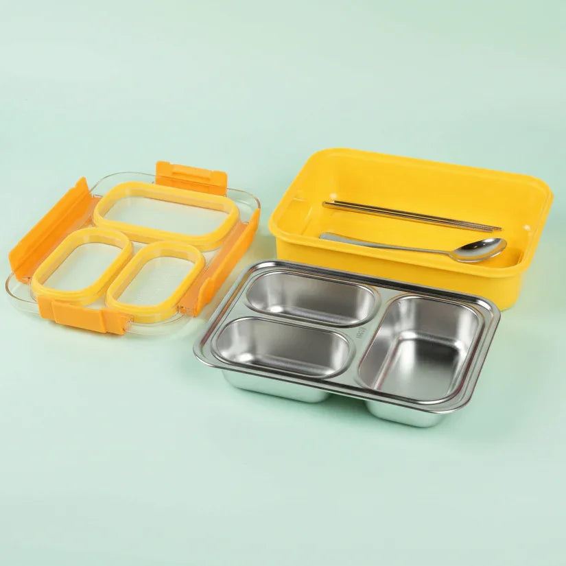 Korean Bento Box 3 Grid - Yellow