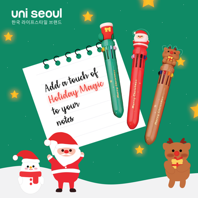 10-Color Christmas Ball Pen Set