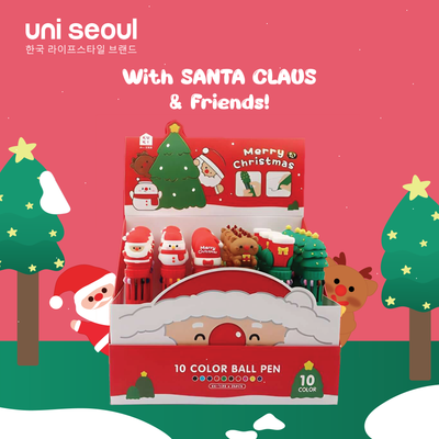 10-Color Christmas Ball Pen Set