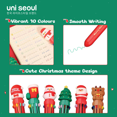 10-Color Christmas Ball Pen Set