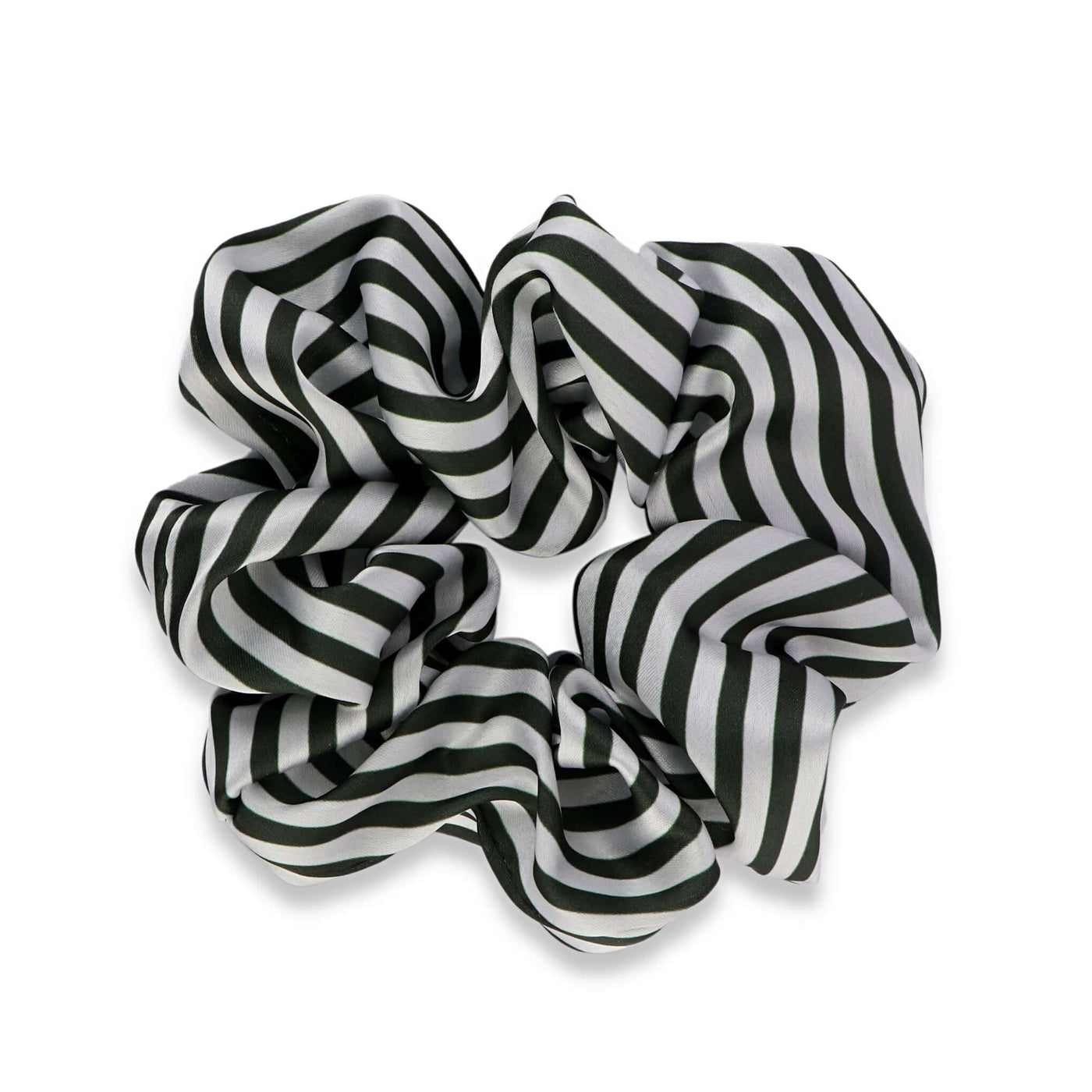 Green Korean Style Striped Scrunchie