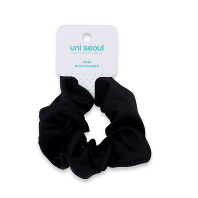 Korean Style Midnight Silk Scrunchie - Black