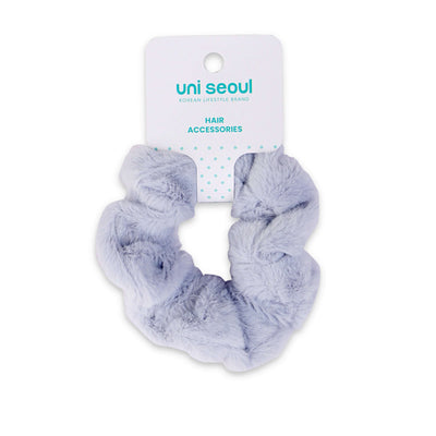 Korean Style Furry Hair Scrunchie - Ice Blue