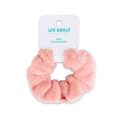 Korean Style Furry Hair Scrunchie - Pink