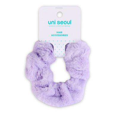 Korean Style Furry Hair Scrunchie - Lavender