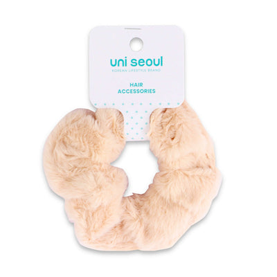 Korean Style Furry Hair Scrunchie - Peach