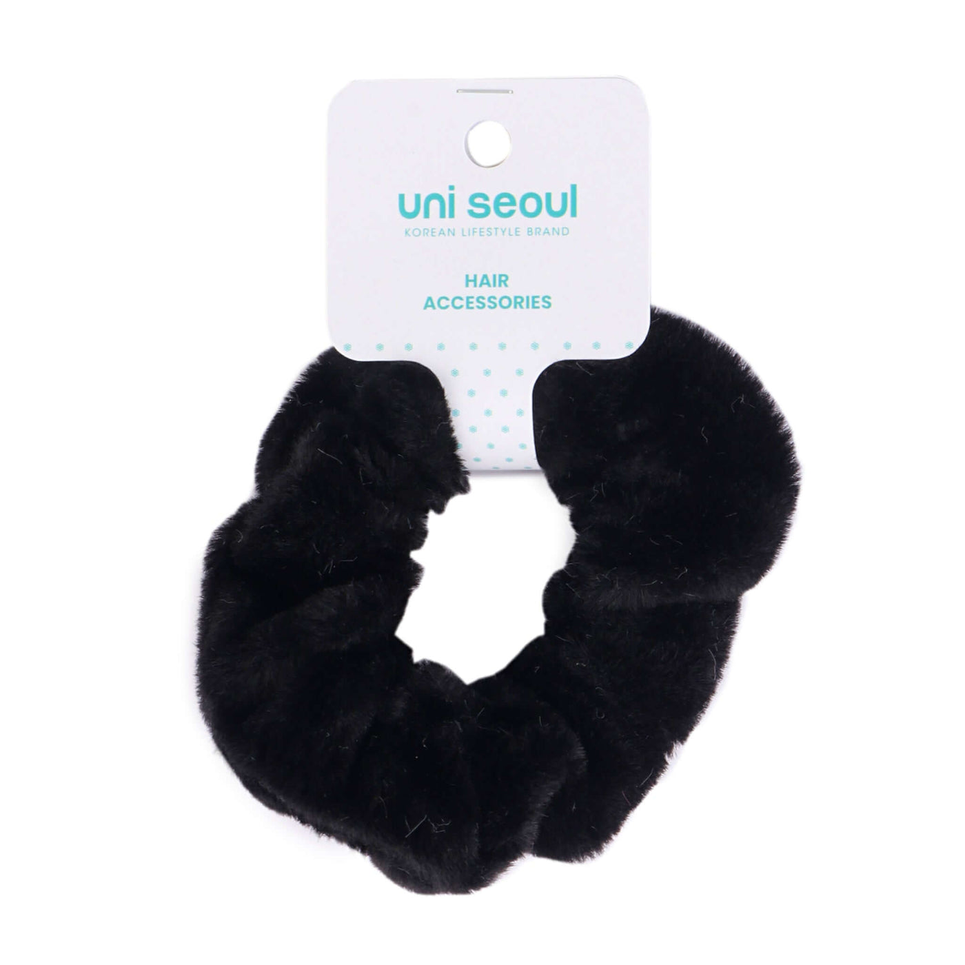 Korean Style Furry Hair Scrunchie - Black