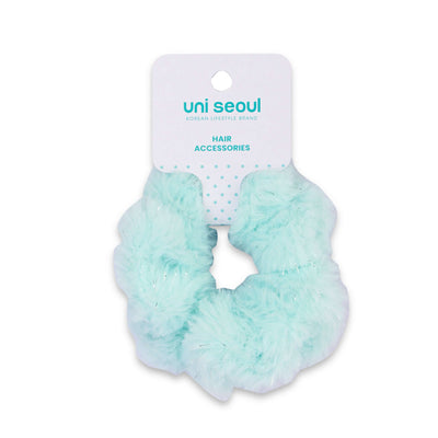 Korean Style Furry Hair Scrunchie - White