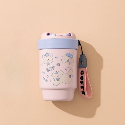 Pink Bow Puppy Stainless Steel Tumbler