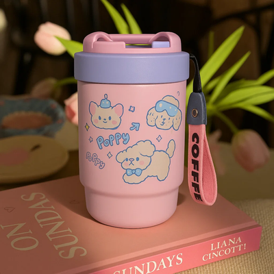 Pink Bow Puppy Stainless Steel Tumbler